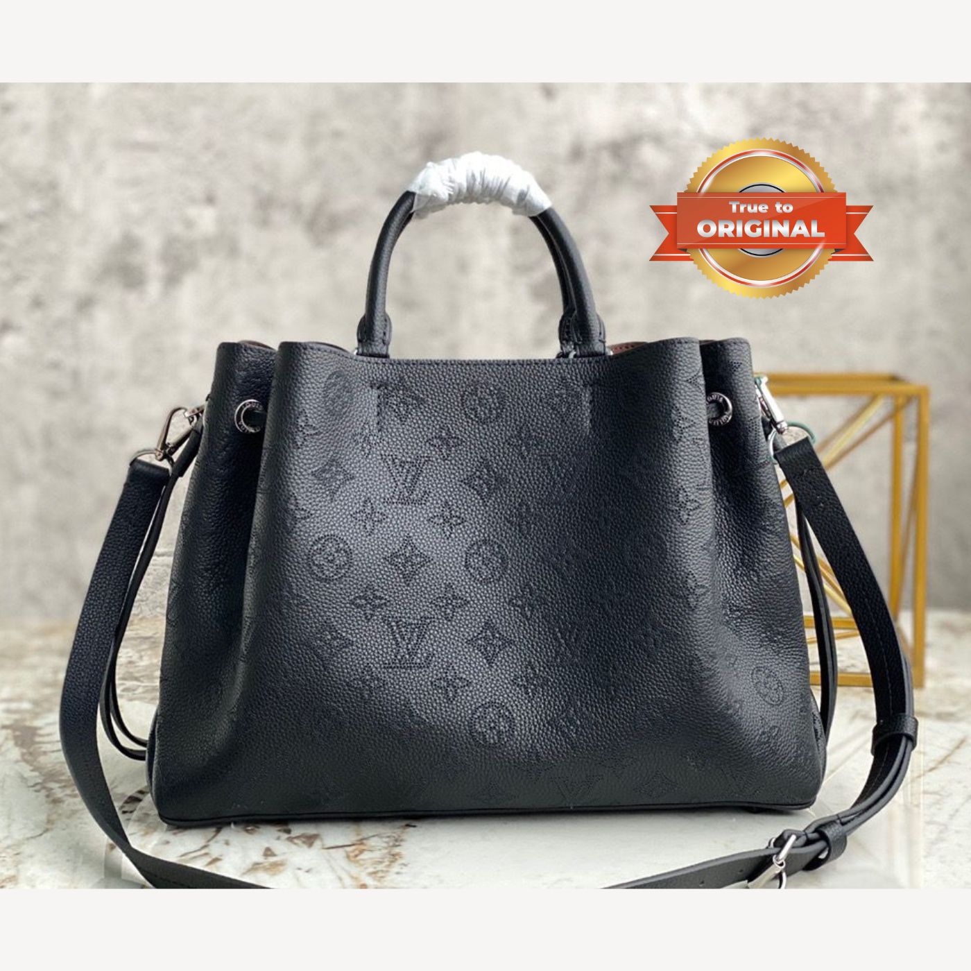 [True-to-ORIGINAL] Louis Vuitton Bella Tote Mahina Black For Women 12.6in/32cm